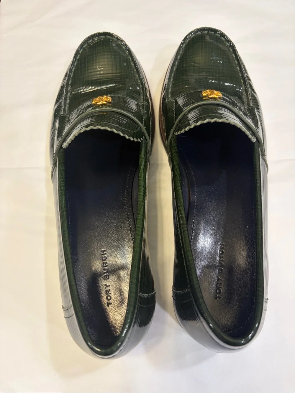 Tory Burch Classic Loafers in Dark Everglade Patent Leather - Size 9 (With COA)